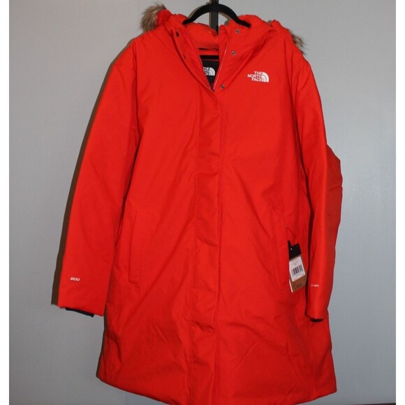 The North Face Arctic Parka Down Warm Winter Jacket W/Fur Hood Fiery Red 3X NWT - Picture 1 of 8